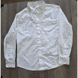 Goodfellow & Co. White With Small Design Long Sleeve Button Up Slim Shirt Men L